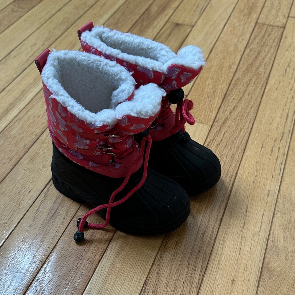 Jelly Beans Pink and Black Kids Snow Boots